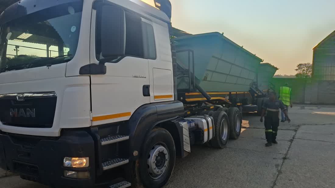 Powerstar tipper truck loaded with sand